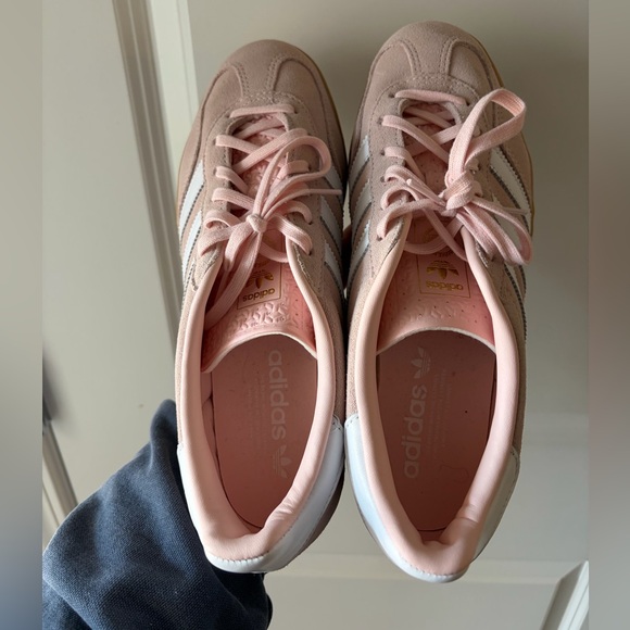 adidas Pink Suede Gazelle Sneaker with White Stripes - Picture 2 of 7